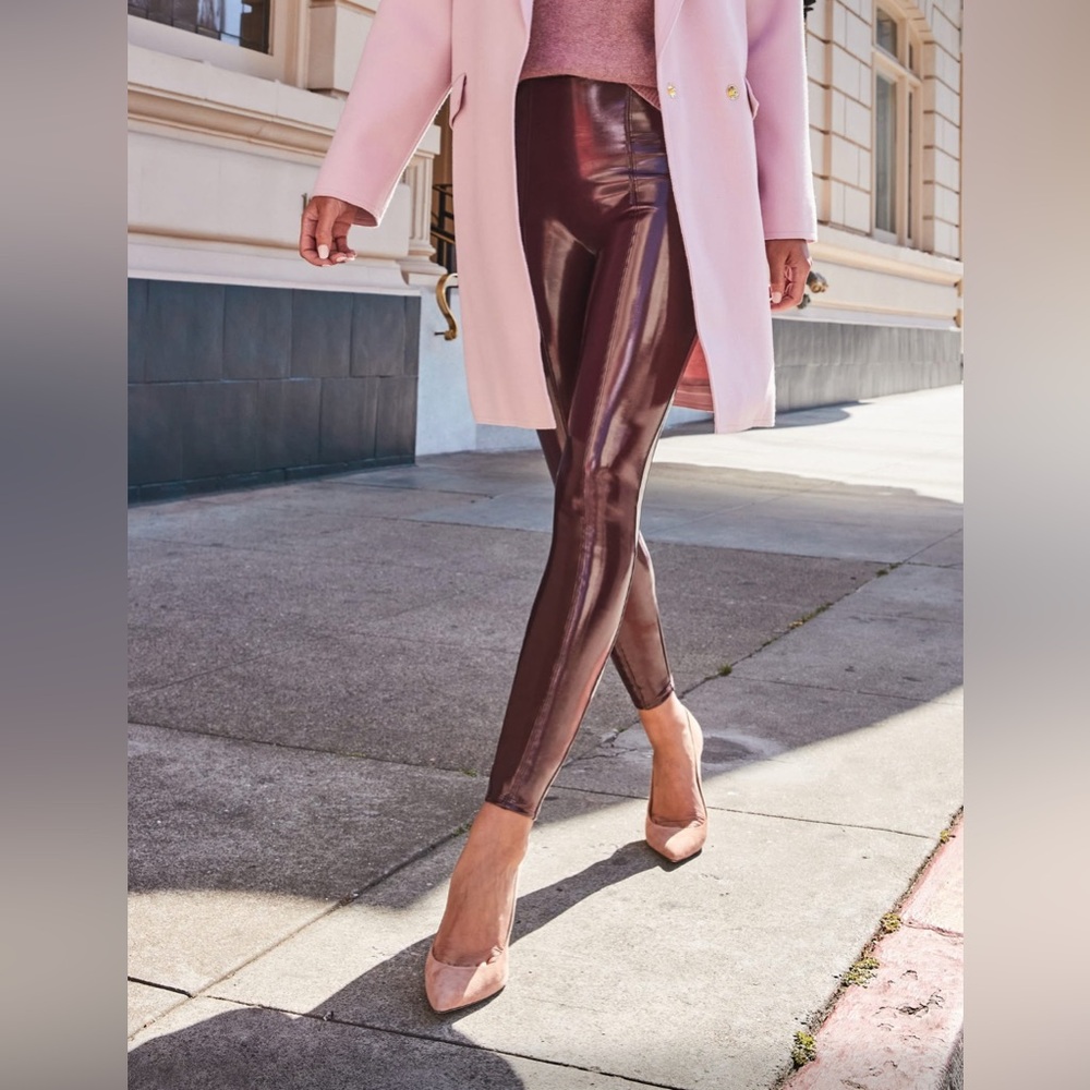 Spanx Faux Leather Leggings – Burgundy / Wine – Size M